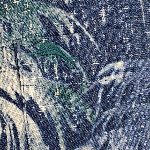 Tommy Bahama Island Zone Linen Shirt Size Medium Blue Indigo Evening Beach Aloha - Picture 7 of 13